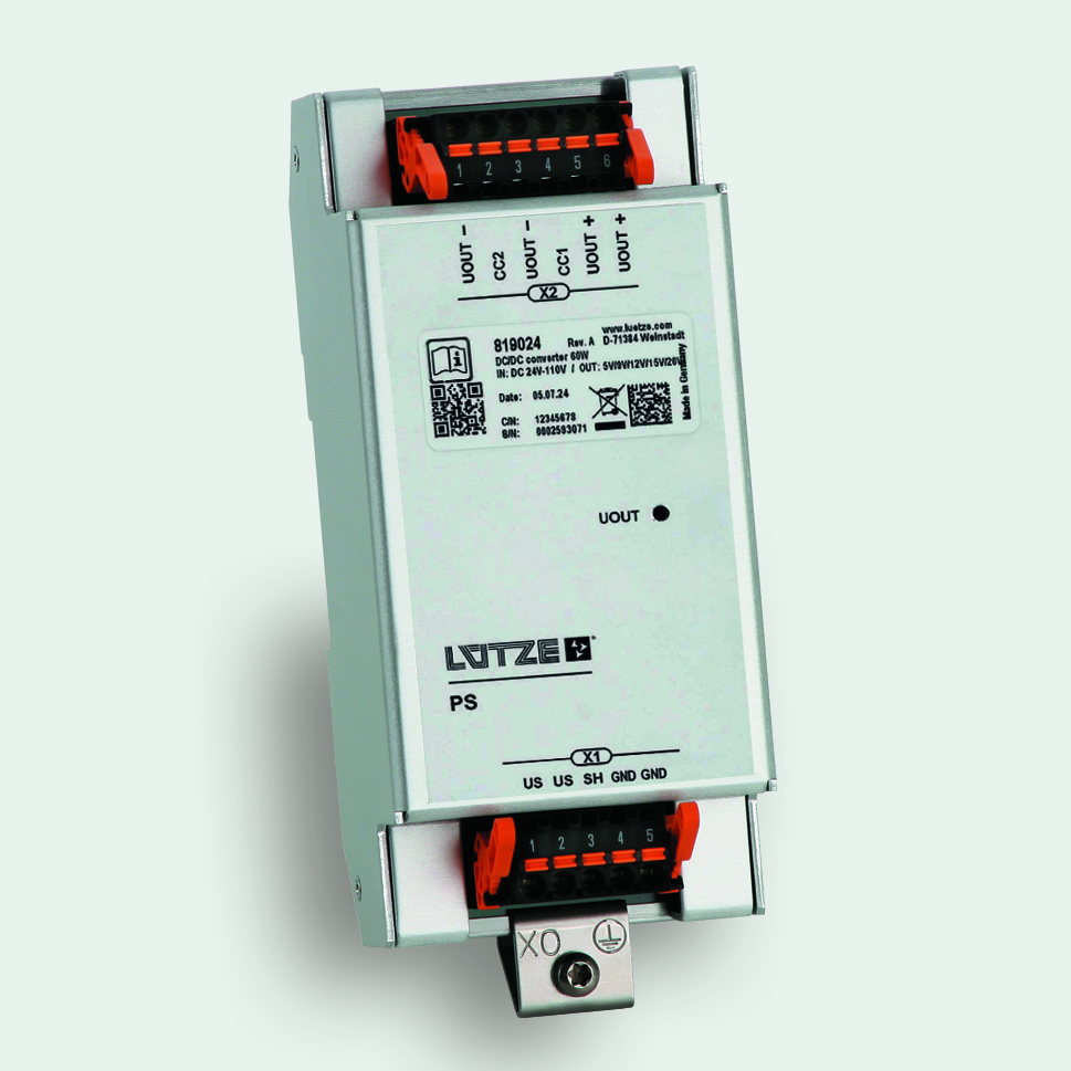 60 W USB-C PD Ladesystem für den Führerstand von LÜTZE TRANSPORTATION mit DC/DC-Wandler (DC 24-110 V) und USB-C Ladekabel